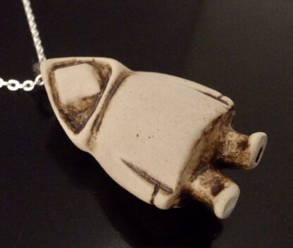 Jens Tage Hansen, ceramic Inuit figure pendant on chain, Denmark, citrus 1980 (Ref S+2212) SOLD - Image 5