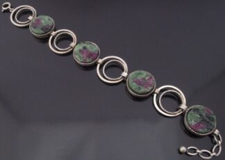Anonymous, ruby zoisite set bracelet, probably German, circa 1975 (Ref S+2208)