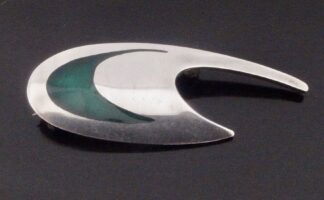 Reeslev Design, dark green enamel and silver brooch, Denmark, circa 1965 (Ref S+2182HH)