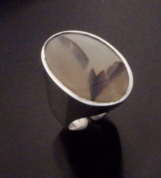 Allan Børge Larsen, agate set silver ring, Denmark, circa 1970 (Ref S+2215)