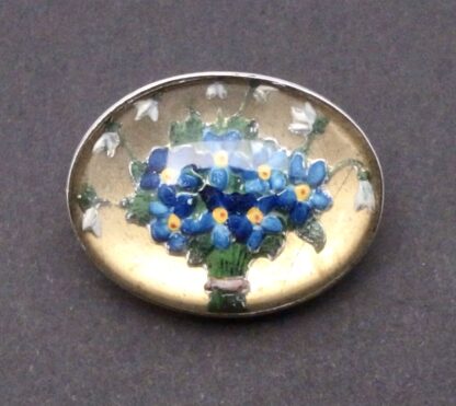 H Sch (?), reverse painted glass set brooch depicting a spray of flowers, Vienna, Austria, circa 1900 (Ref S+2260) SOLD