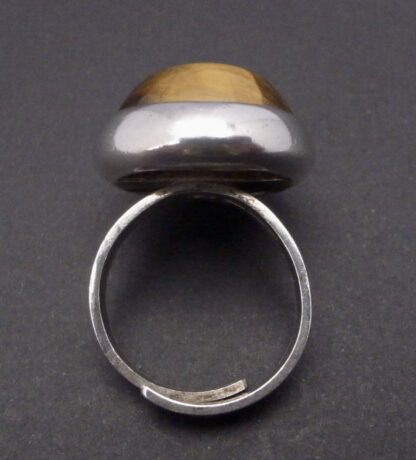 Bengt Hallberg, cabochon tiger eye set silver ring, Sweden 1974 (Ref S+2262) - Image 3