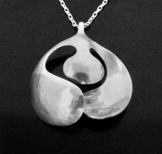 Ibe Dahlquist, large silver pendant on chain, Malmo, Sweden, 1973 (S+2296)
