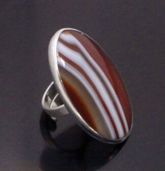 Bent Knudsen, large agate set silver ring, Denmark, circa 1970 (Ref S+2375)