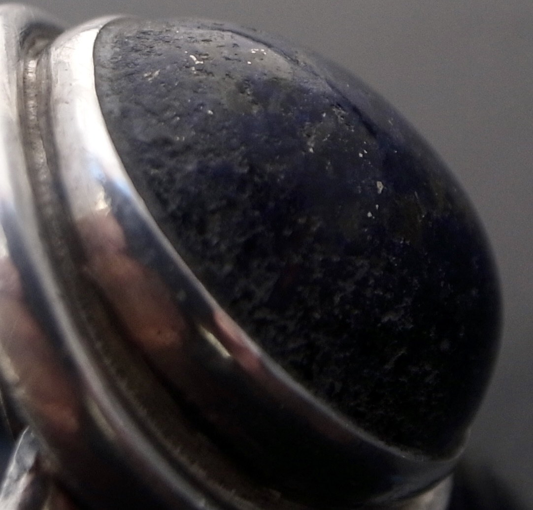 Harald Nielsen for Georg Jensen, lapis lazuli set silver ring, No.46A, Denmark, 1976 London import marks (Ref S+2397) - Image 13
