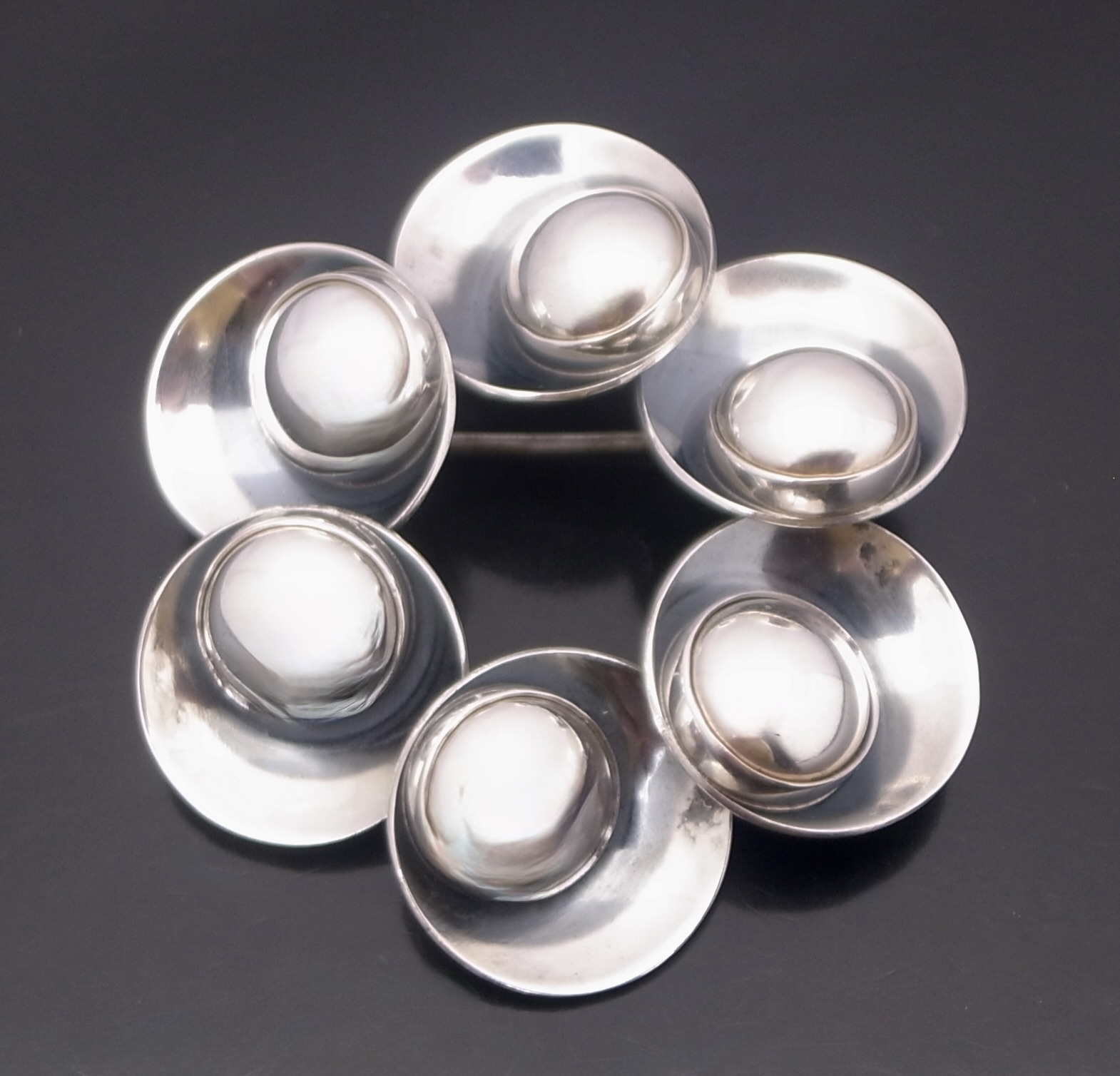 Niels Erik From, silver brooch, Denmark, 1973 London import marks (Ref S+2402) SOLD