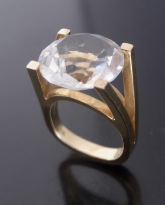 Knud V Andersen, rock crystal set 14 carat gold ring, Denmark, circa 1970 (Ref S+2364) SOLD