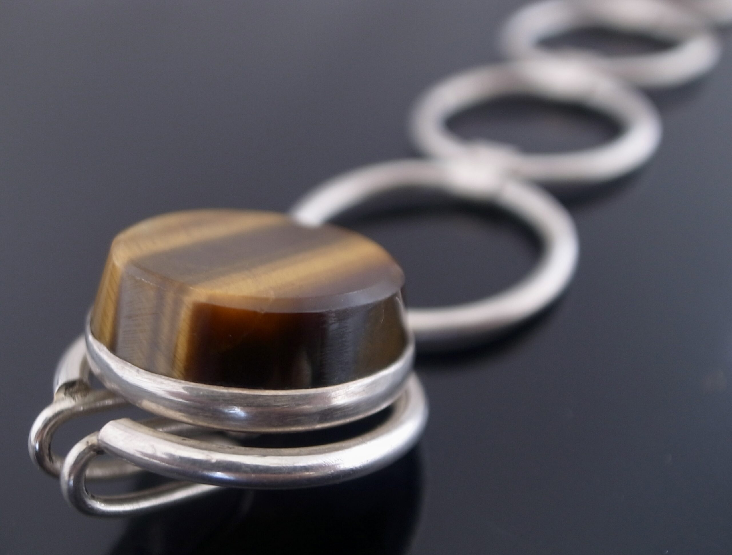 Bent Knudsen, tiger eye set silver bracelet, Denmark, circa 1965 (Ref S+2387) SOLD - Image 3