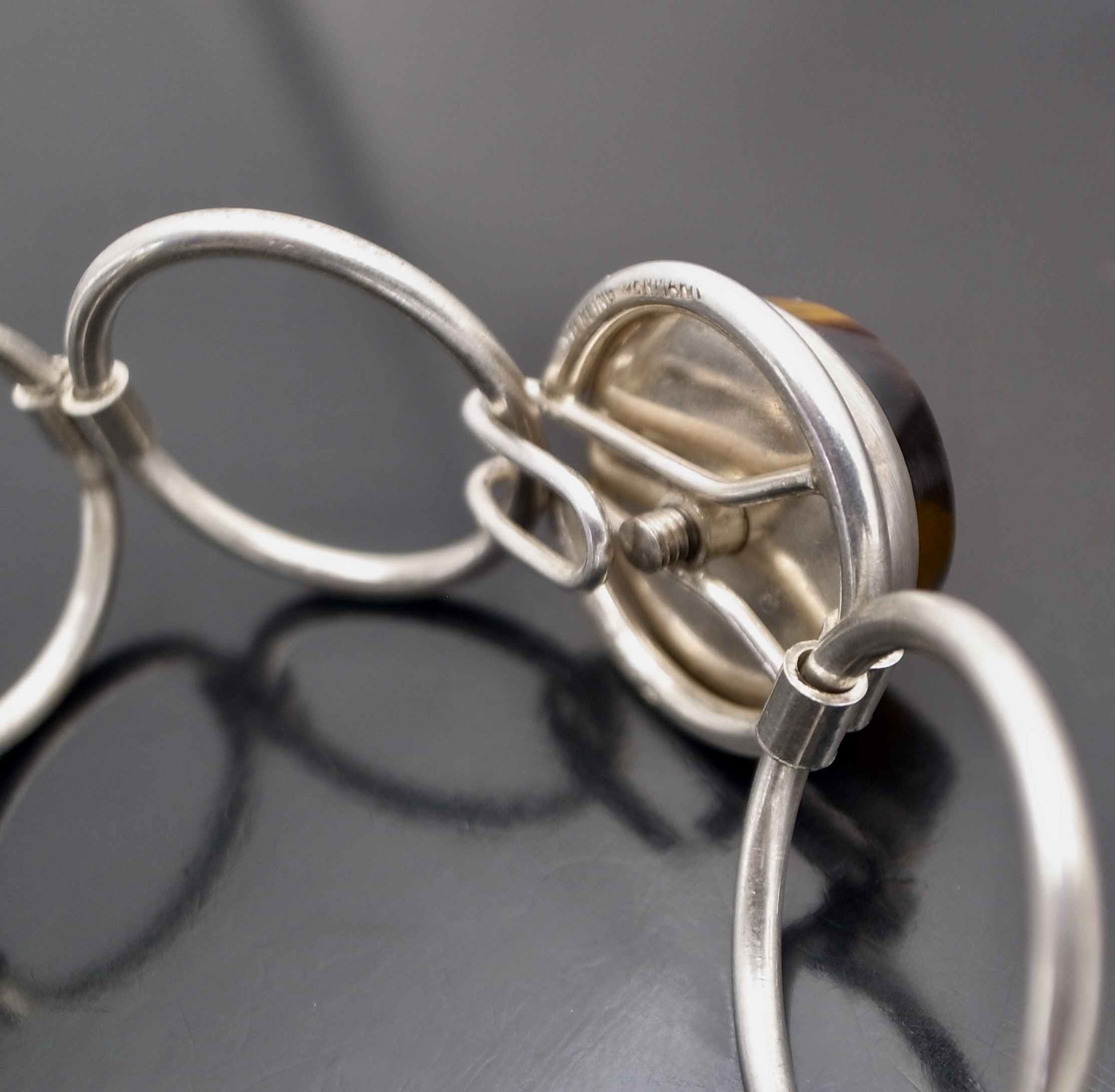 Bent Knudsen, tiger eye set silver bracelet, Denmark, circa 1965 (Ref S+2387) SOLD - Image 6