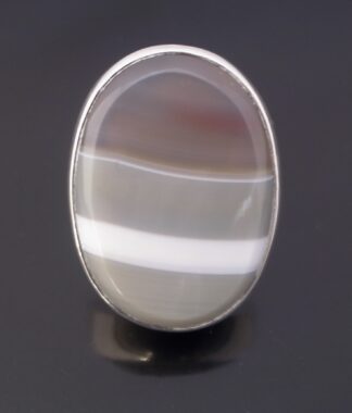 Hans Kruger, large agate set silver ring, Denmark, circa 1970 (Ref S+2474)