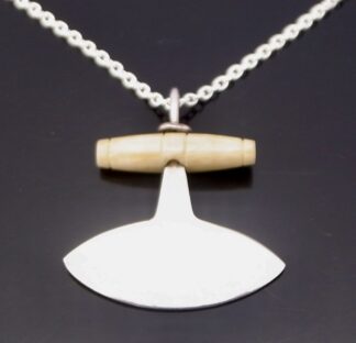 Grønland-Forsyning, bone and silver 'Ulu' pendant on chain, Denmark, circa 1990 (Ref S+2457)