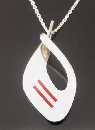 Christian Vielslov, enamel and 835 standard silver pendant on a chain, Denmark, circa 1980 (Ref S+2481)