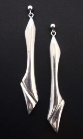 Niels Erik From, pair of silver drop earrings, Denmark, circa 1980 (Ref S+2453)