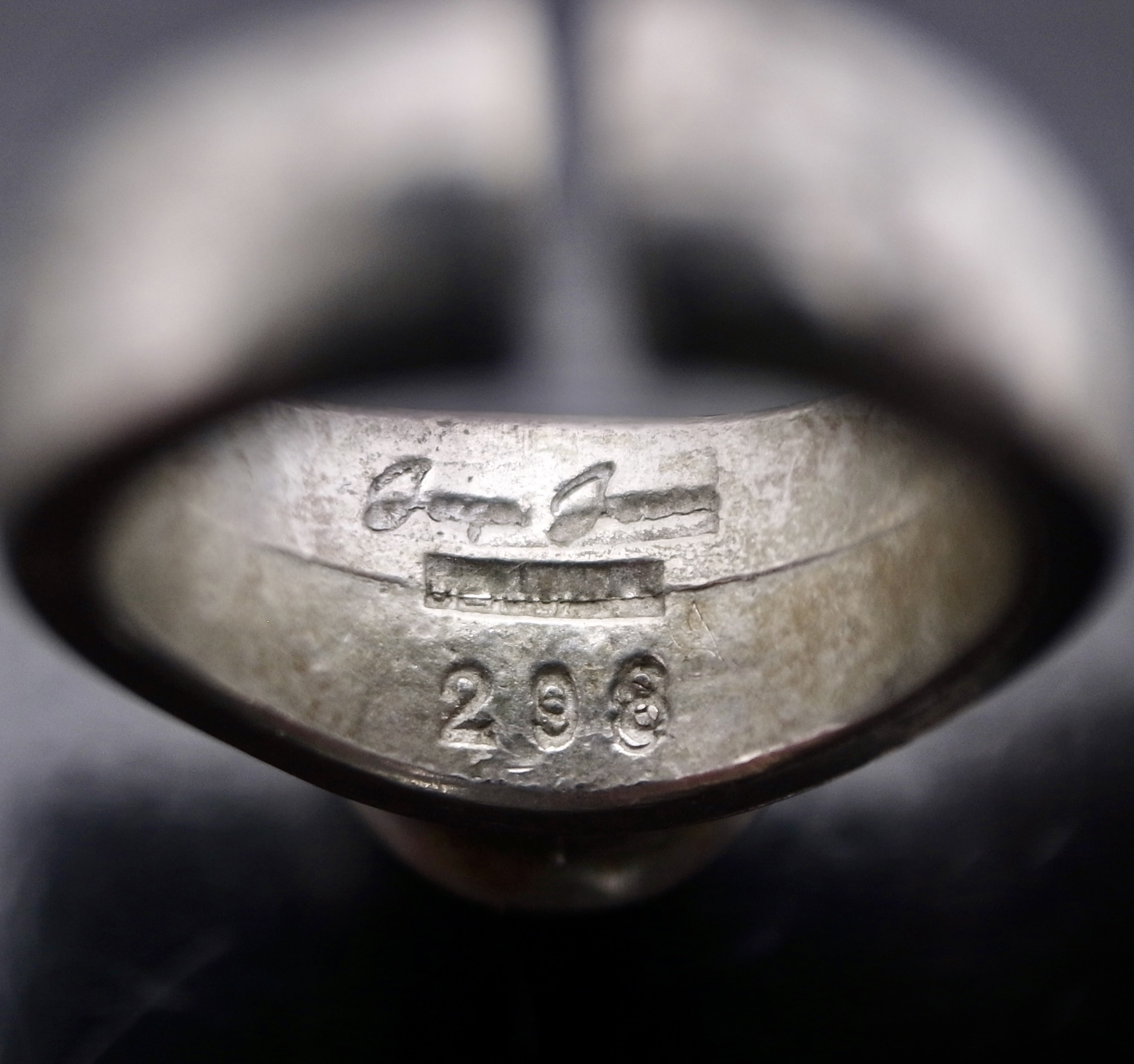 Jorgen Jensen, unusual hematite set modernist pewter ring, Denmark, circa 1970 (Ref S+2531) SOLD - Image 6